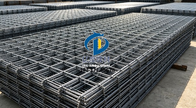 定尺成品焊接钢筋网片整齐堆放,尺寸标准板面平整.jpg